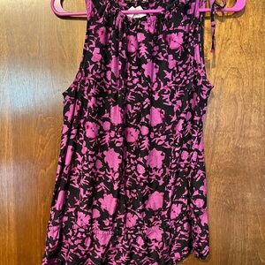 Loft  Purple and Black Floral Tank Top